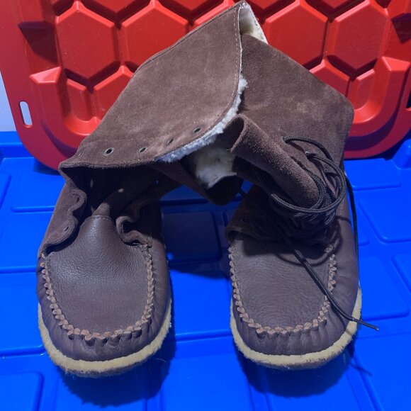 HANDCRAFTED LAURENTIAN CHIEF LEATHER SHEEPSKIN LINED BOOTS SIZE 10 - Picture 4 of 9